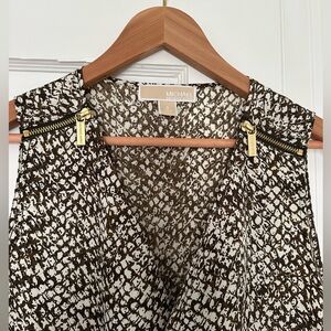 Michael Kors Patterned Top with Gold Zippers